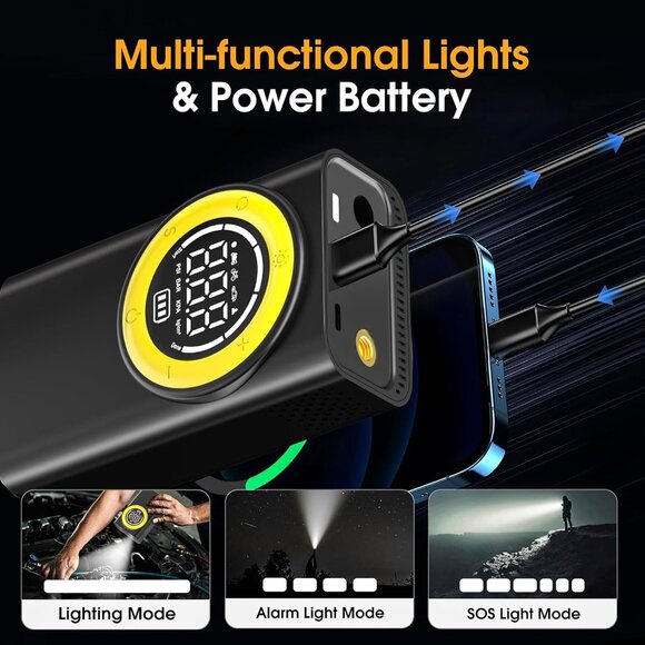 Tire Inflator Air Compressor 150PSI Portable Air Pump for Car Bike Motorcycle - Picture 2 of 9